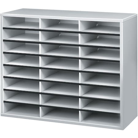 Fellowes Organizer, 24 Letter Slots, 29"x11-7/8"x23-7/16", Gray FEL25041